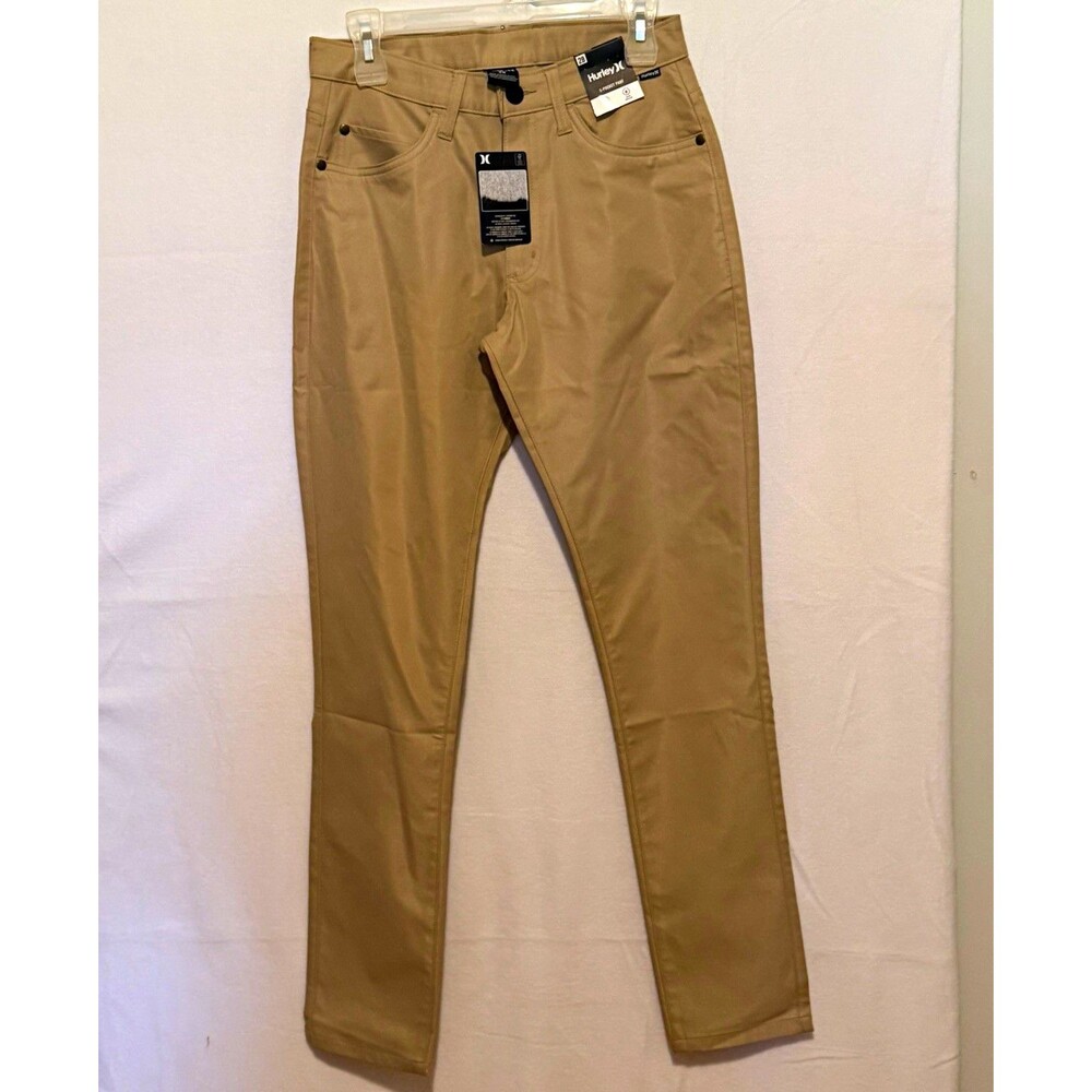 Hurley Men's Beige Size 28 Slim Skinny Twill 5-Pocket Flat Front Pants